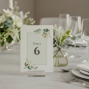 Invitation Numéro de tableau vert et rose doux