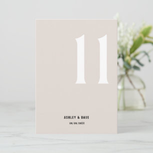 Invitation Numéro du tableau 11 Mariage beige gras Numéro du