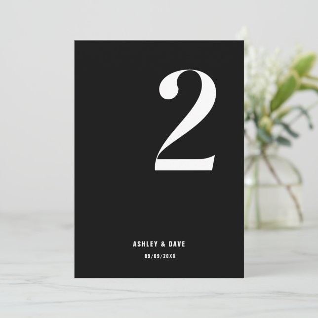 Invitation Numéro du tableau 2 Mariage noir en gras Numéro du (Debout devant)