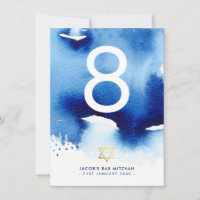 NUMÉRO DU TABLEAU Barre Mitzvah or étoile bleu aqu