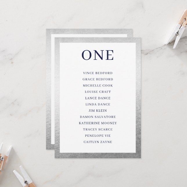 Invitation NUMÉRO DU TABLEAU Siège Graphique simple noir arge (Devant/Arrière en situation)