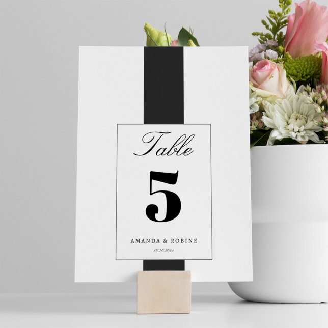 Invitation Numéro minimal de table noire et blanche (Créateur téléchargé)