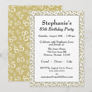 Invitation Numéro Motif 85 Cool Anniversaire Gold/White