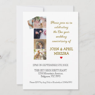 Invitation Numéro un anniversaire de Mariage photo personnali