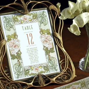 Invitation Numéros de tableau Mariage Art Nouveau Vintage