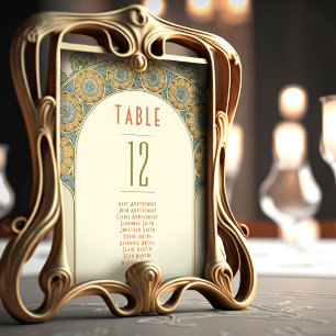 Invitation Numéros de tableau Mariage Art Nouveau Vintage