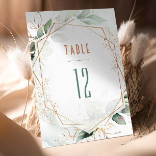 Invitation Numéros de tableau Mariage géométrique Gold & Gree