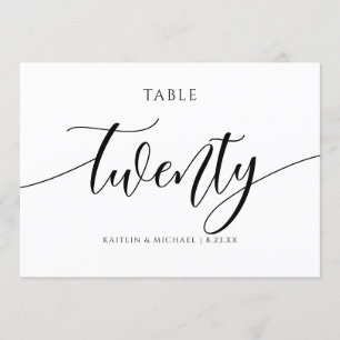 Invitation Numéros de tableau Mariage moderne Calligraphie -