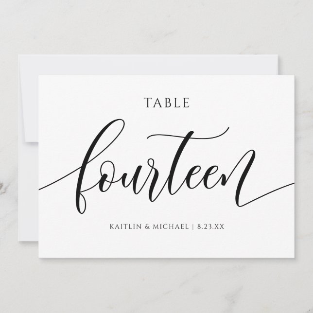 Invitation Numéros de tableau Mariage moderne Calligraphie -  (Devant)