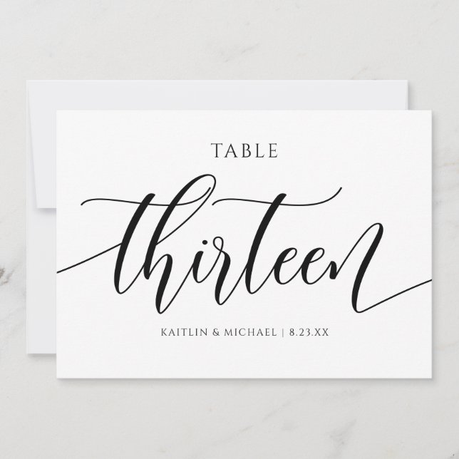 Invitation Numéros de tableau Mariage moderne Calligraphie -  (Devant)