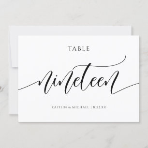 Invitation Numéros de tableau Mariage moderne Calligraphie -