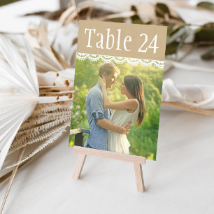 Invitation Numéros de tableau photo Rustique Kraft et Mariage