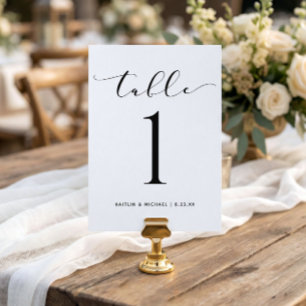 Invitation Numéros de tables de mariage 5x7 écriture tourbill