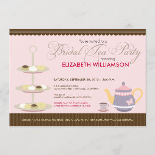 Invitation nuptiale avec du charme de thé (pink)