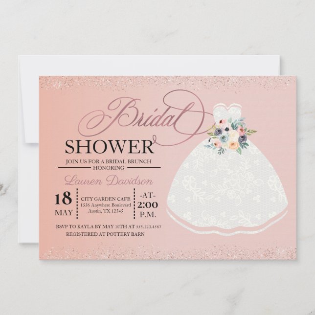 Invitation nuptiale de brunch de Fête de la mariée (Devant)