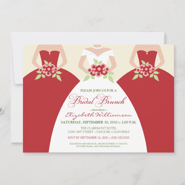 Invitation nuptiale de brunch de jeune mariée et (Devant)