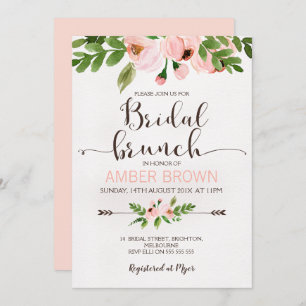 Invitation nuptiale de brunch de roses floraux