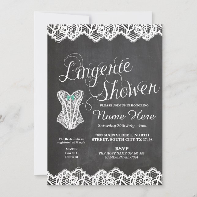 Invitation nuptiale de craie de corset de partie (Devant)