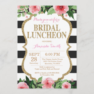 Invitation nuptiale de déjeuner d'or noir rose