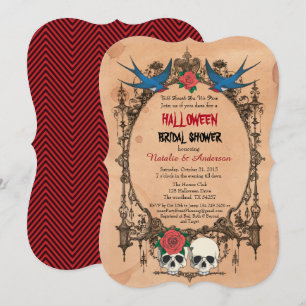 Invitation nuptiale de douche de Halloween. Crânes
