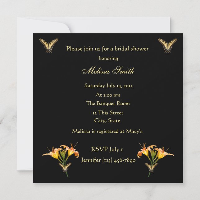 Invitation nuptiale de douche de lis et de (Devant)