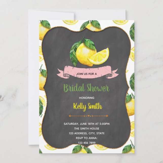 Invitation nuptiale de douche de partie de citron (Devant)