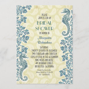 invitation nuptiale de douche d'hippocampes