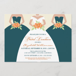Invitation nuptiale de jeune mariée et de déjeuner