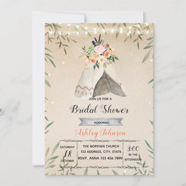 Invitation nuptiale de partie de douche de (Devant)