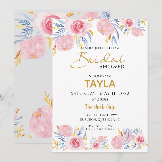Invitation nuptiale de wedding shower (Devant / Derrière)