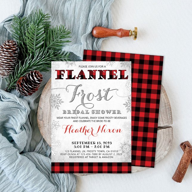 Invitation nuptiale d'hiver Flannel et givre (Créateur téléchargé)