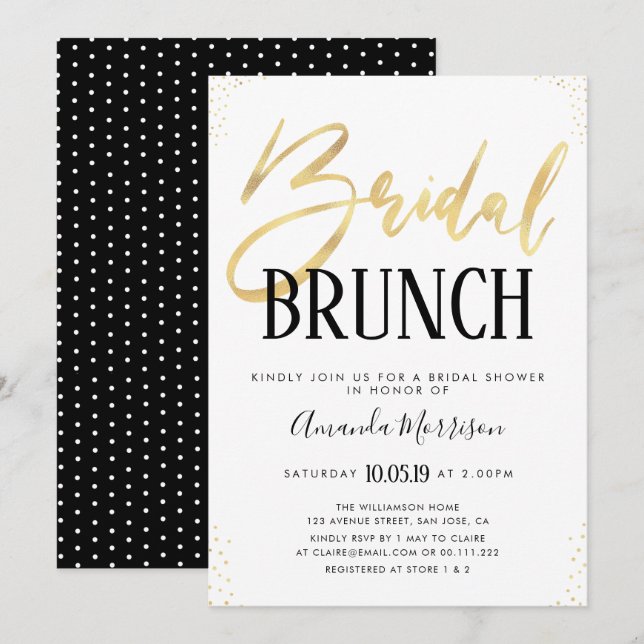Invitation nuptiale élégante de brunch (Devant / Derrière)