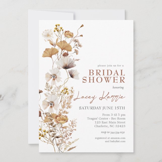 Invitation nuptiale Fleur sauvage Terracotta (Devant)