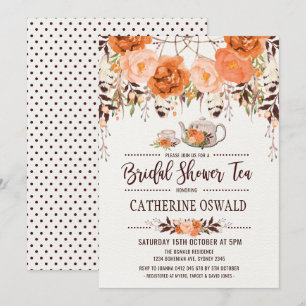 Invitation nuptiale floral de thé de Boho
