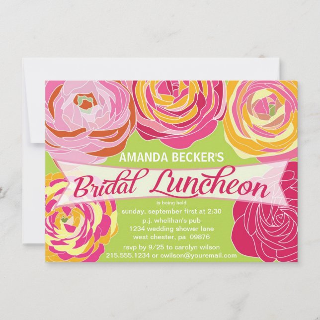 Invitation nuptiale florale abstraite audacieuse (Devant)