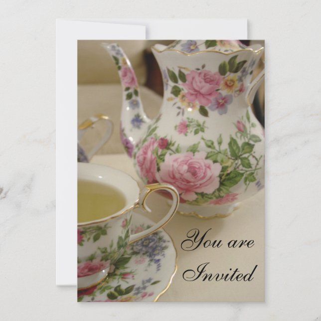 Invitation nuptiale florale de thé (Devant)