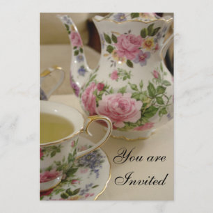 Invitation nuptiale florale de thé