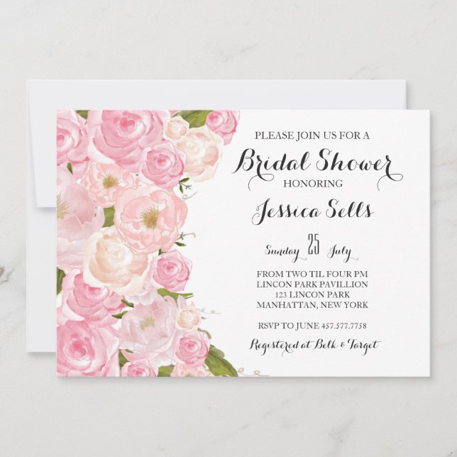 Invitation nuptiale florale lumineuse de douche (Devant)