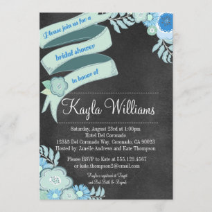 Invitation nuptiale florale Teal de douche de
