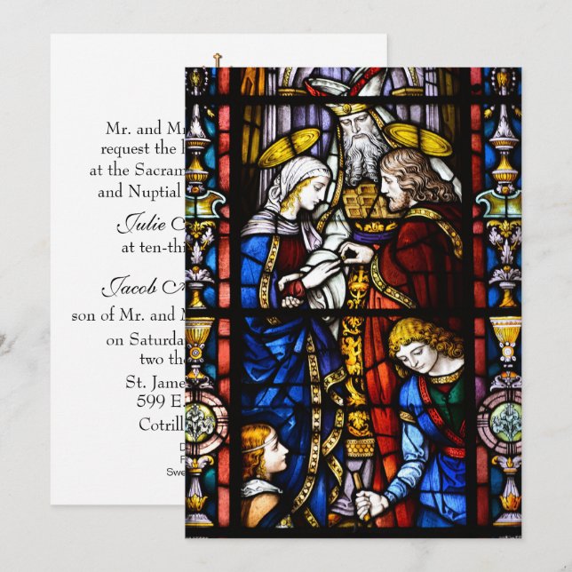 Invitation nuptiale Mariage catholique traditionne (Devant / Derrière)
