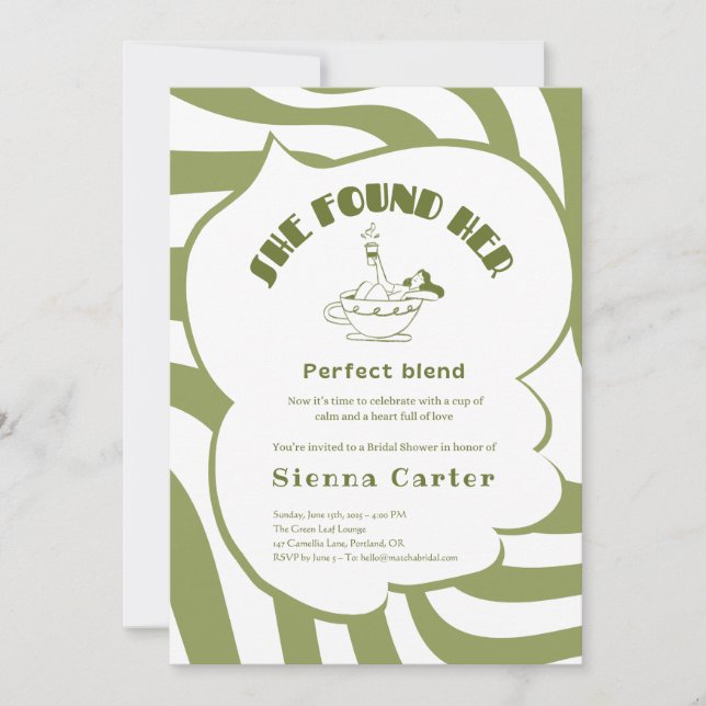 Invitation nuptiale Matcha personnalisé - Modèle m (Devant)
