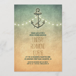 Invitation nuptiale nautique de douche de lumières