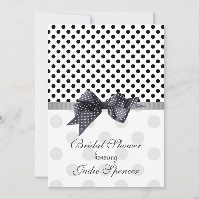Invitation nuptiale noire et blanche de douche de (Devant)