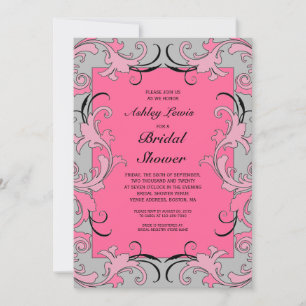 Invitation nuptiale victorienne grise rose de