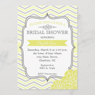 Invitation nuptiale vintage jaune et grise de