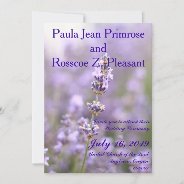 Invitation Nuptiaux de lavande (Devant)