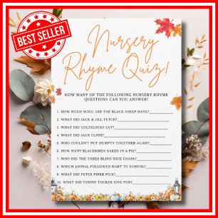 Invitation NURSERY RHYME QUIZ Baby shower JEU PETIT CITROUILL