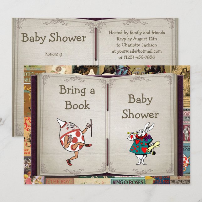 Invitation Nursery Rhymes Apporte Un Baby shower De Livre (Devant / Derrière)