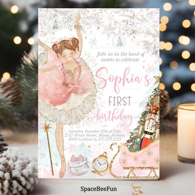 Invitation Nutcracker Anniversaire Ballerina (Nutcracker birthday invitation, ballerina birthday party, nutcracker theme party, pink ballet invita)