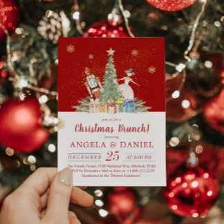 Invitation Nutcracker Aquarelle Brunch de Noël